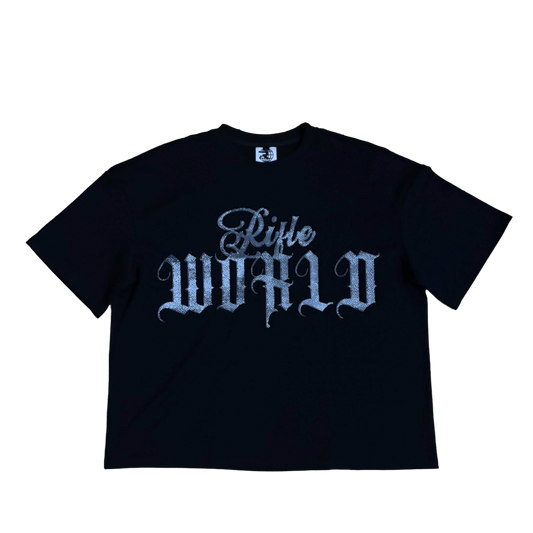black tee graywhite rifle world